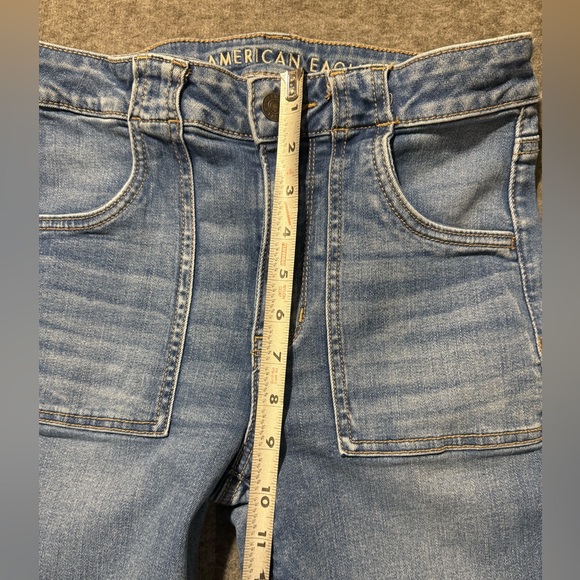 American Eagle Jeans Womens 4 (fit 26x30) blue Super High Rise Flare stretch - Picture 6 of 13